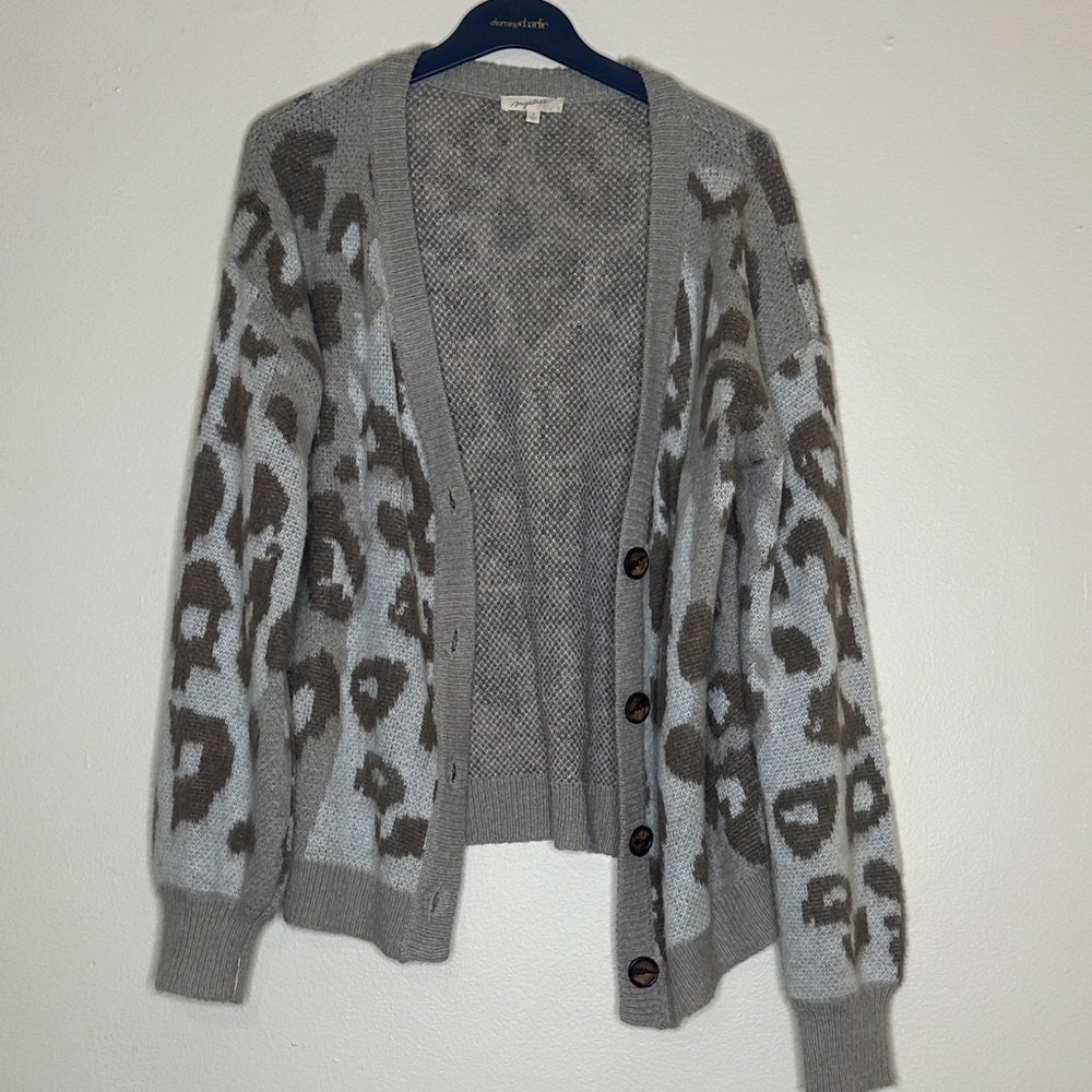 Mystree Gray Animal Print Cardigan